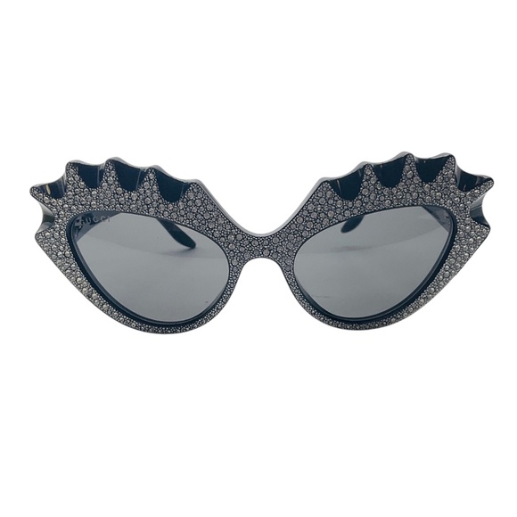 GUCCI BLACK HOLLYWOOD FOREVER CAT EYE CRYSTAL SUNGLASSES